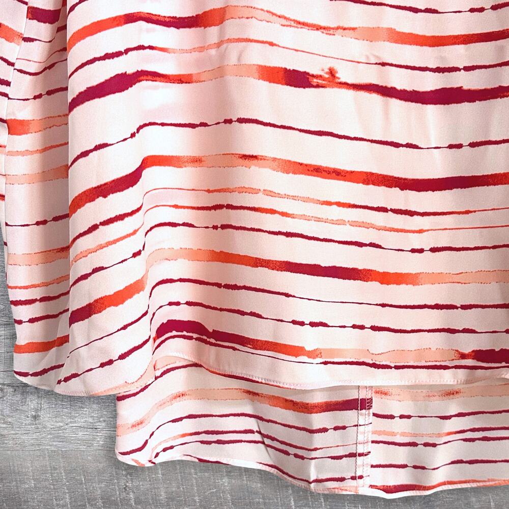 APT 9 NEW Cold Shoulder Faux Tie Top Womens Plus 2X Pink Striped Tunic Blouse - Picture 4 of 5
